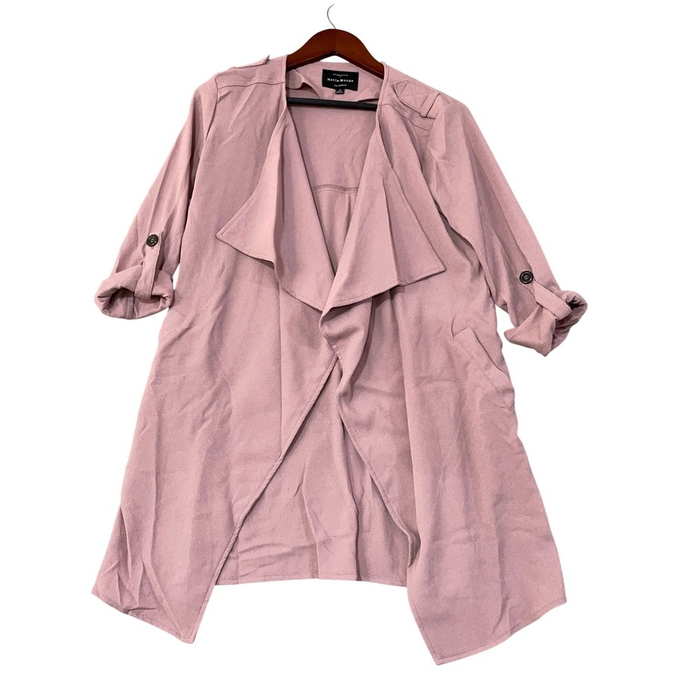 Haute Monde Women's S Pink Waterfall Duster Jacket Polyester Spandex